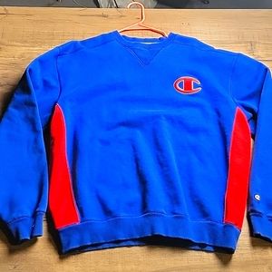 Vintage Champion sweatshirt primary colors Big C embroidered letter.